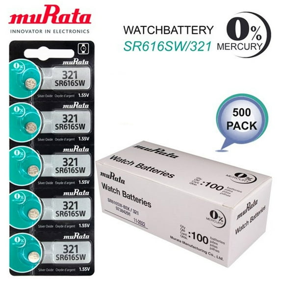 321 NEW! Murata Silver Oxide 1.55V Battery - SR616SW, D321, 611, SR65, SR616 500 Wholesale Pack