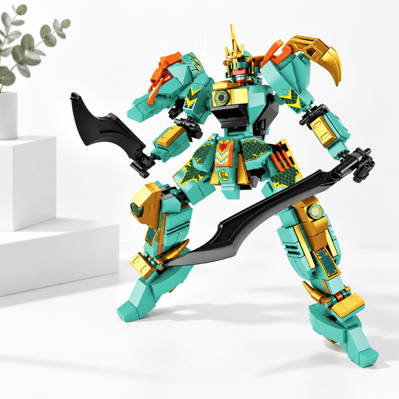 321-Piece Green Dragon Samurai Mech Warrior Building Set with Bricks Kit