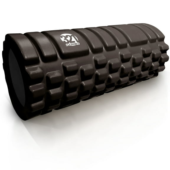 321 STRONG Medium Density Massaging Foam Roller for Myofascial Self Release and Deep Tissue Massage - Black