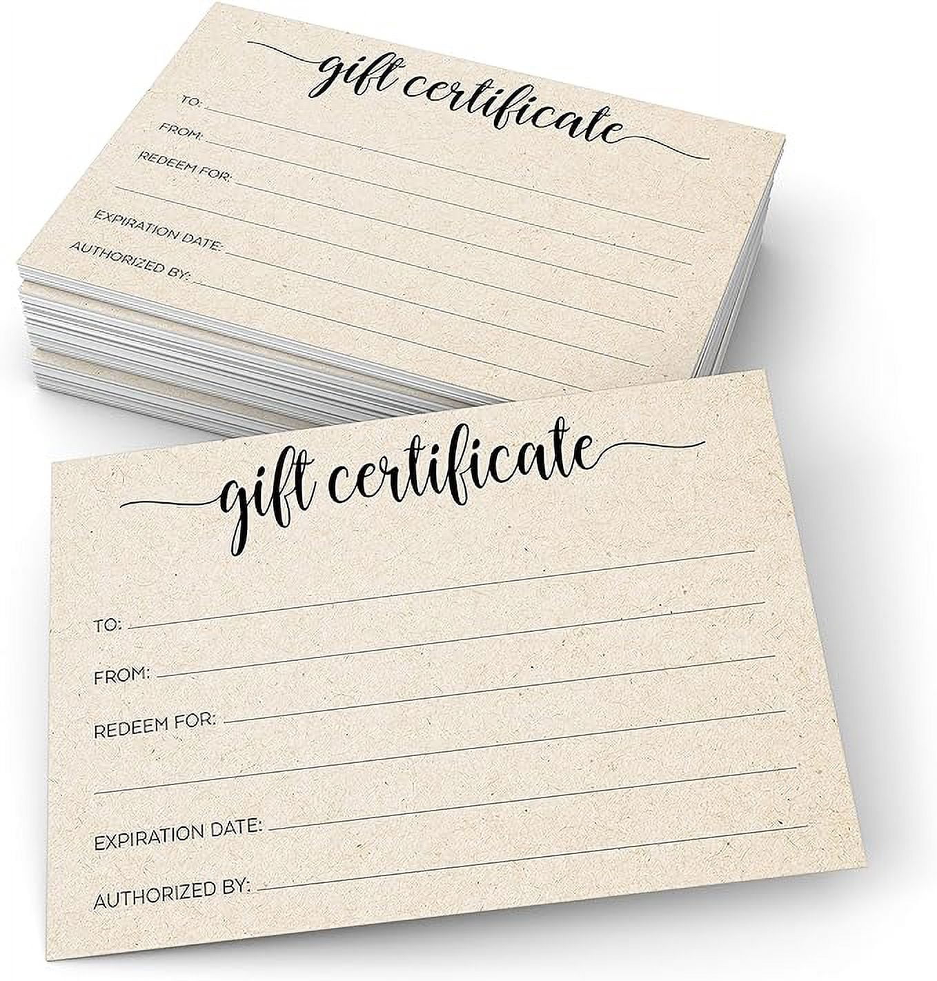  321Done Blank Gift Certificates Rustic (Set of 24) 4x9 for  Small Business, Holiday, Christmas Voucher, Spa, Salon - Floral Rose Wreath  Kraft Tan : Everything Else