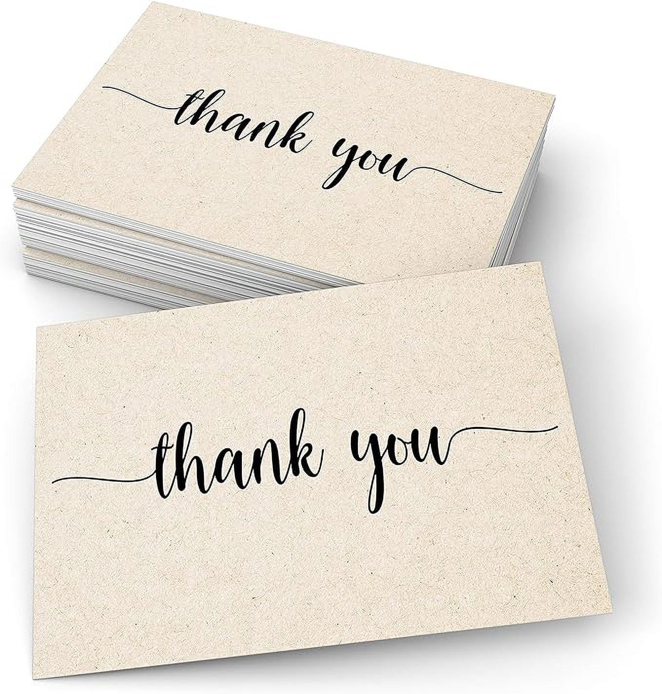 Thank You Note Cards - 4x6 - Simple Script, Tan