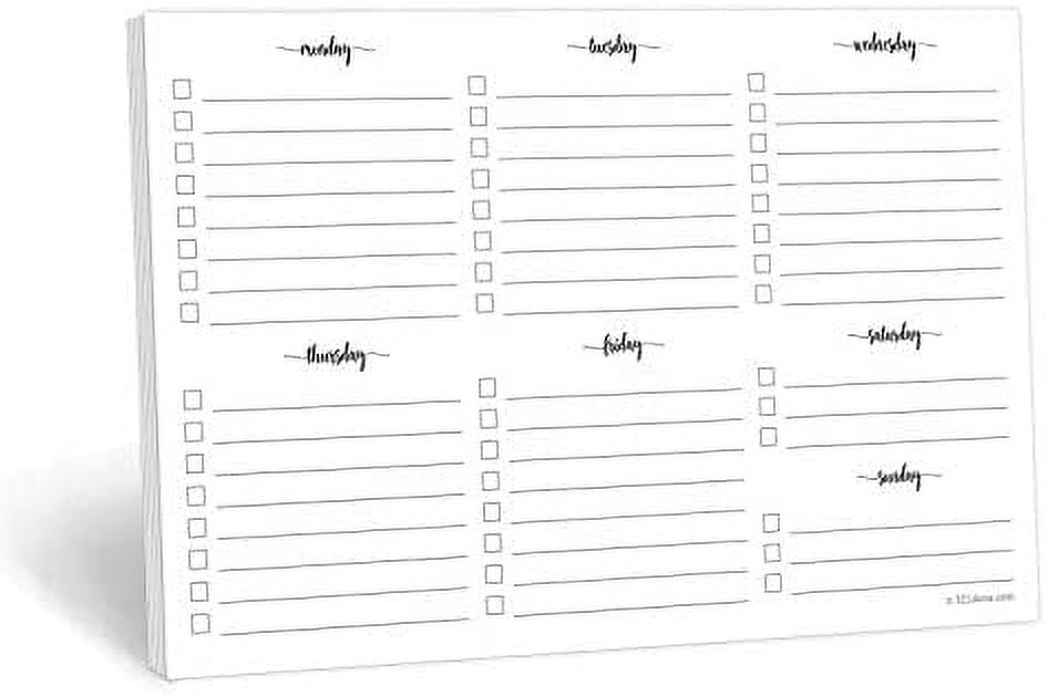 321Done Weekly Checklist Notepad - 50 Sheets (5.5