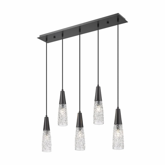 322-5I-BK-G322-3CL Innovations Lighting Amherst Brook - 5 Light Cord Hung Island-11.75 Inch Tall and 32.5 Inch Wide-Matte Black Finish