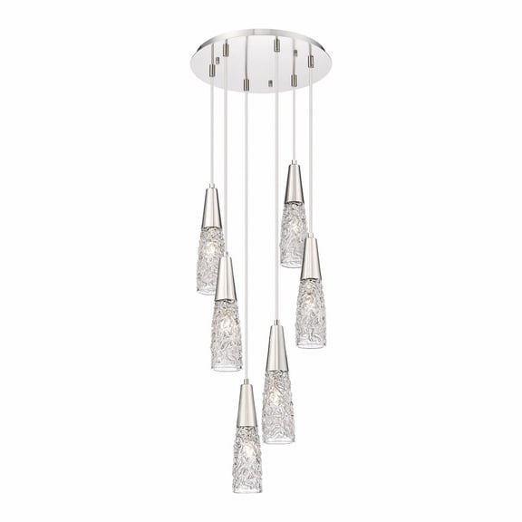322-6P-PN-G322-3CL Innovations Lighting Amherst Brook - 6 Light Cord Hung Pendant-11.75 Inch Tall and 14 Inch Wide-Polished Nickel Finish
