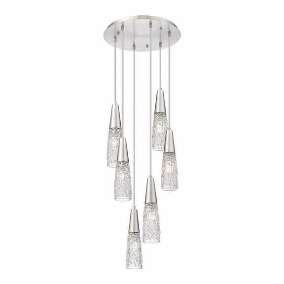 322-6P-SN-G322-3CL Innovations Lighting Amherst Brook - 6 Light Cord Hung Pendant-11.75 Inch Tall and 14 Inch Wide-Satin Nickel Finish