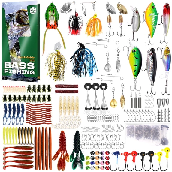 322-piece Fishing Lures Kit - Buzz Bait/spinner Baits/jig/frog Tackle Box With Included Soft Bait/hooks/weights Gear Lure Gift For Men Freshwater Bass Trout