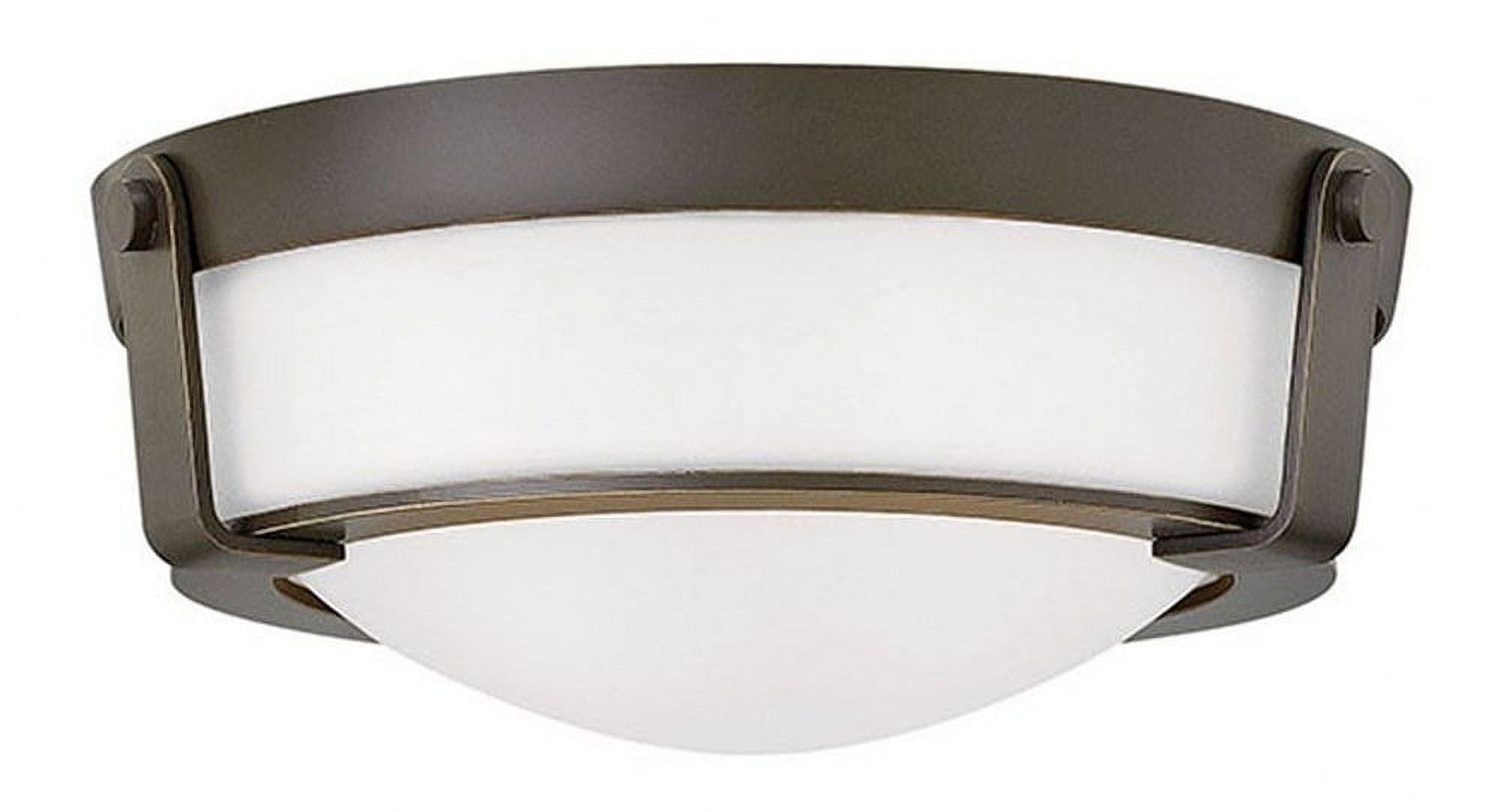 Transitional Olde Bronze Flush Mount with Etched Glass Shade