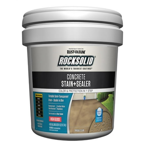 322853 RockSolid Semi-Transparent Concrete Stain & Sealer, High-Gloss Tint Base, 5-Gallons - Quantity 1