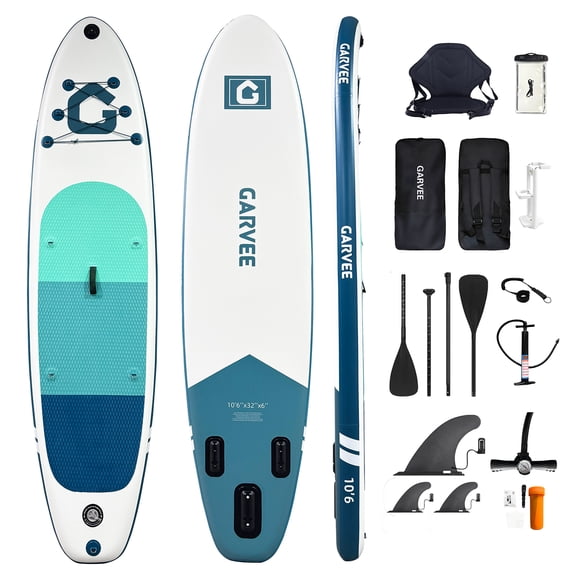 323×81×15cm Lightweight Inflatable SUP Board, Anti-Slip Deck Paddle Board, 150KG Max Load, Stable Durable Stand Up Paddleboard for Beginners, Yoga, Fishing and Surfing