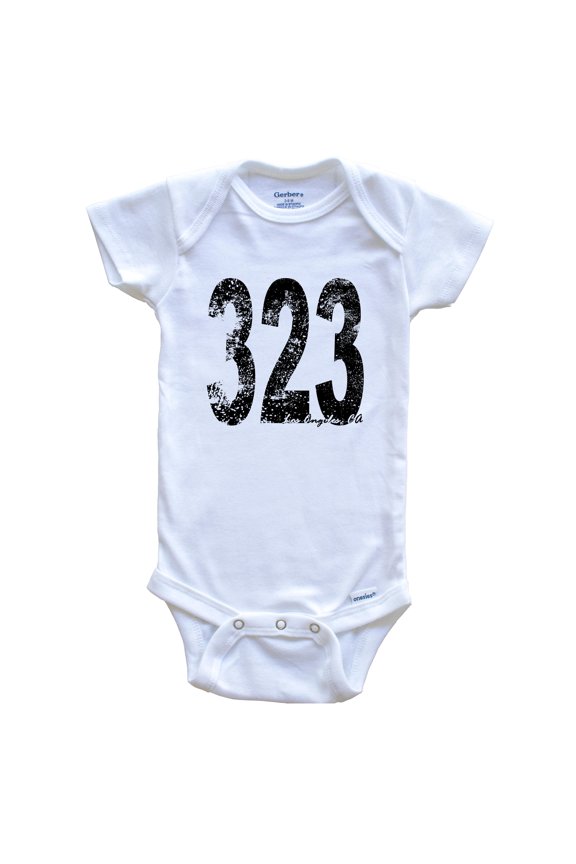 323 Los Angeles California Area Code Baby Bodysuit - One Piece Baby Bodysuit, 3-6 Months White