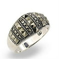 thumbnail image 1 of Antique Tone 925 Sterling Silver Ring with Semi-Precious Marcasite in Jet for Women Style 32306, 1 of 1