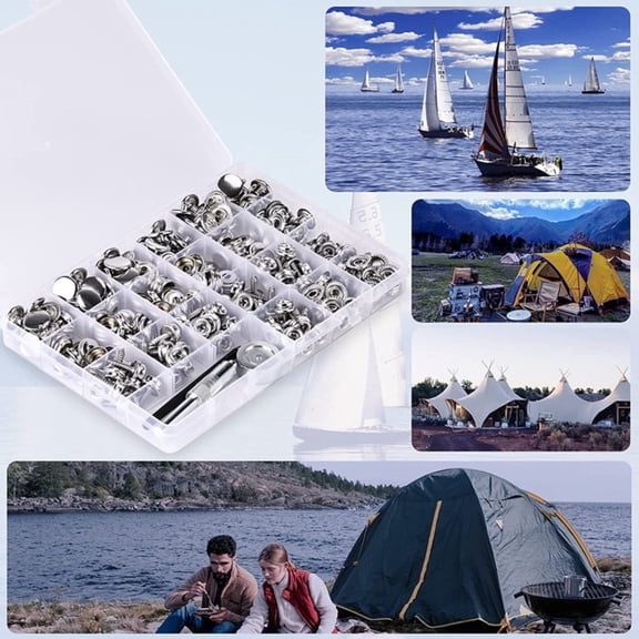 323PCS Canvas Snap Kit Marine Grade Stainless Steel Snaps with Setting Tool Screw Snaps Boat Cover Snaps Heavy Duty Canvas Fastener Kit for Boat Covers Canvas Leather Carpets Tarps