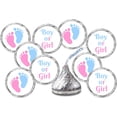 thumbnail image 1 of 324 Baby Gender Reveal Footprints Kisses Labels For Baby Shower Or Baby Sprinkle Party Or Event Decorations, Stickers, Wrappers, Favors (pink, blue), 1 of 4