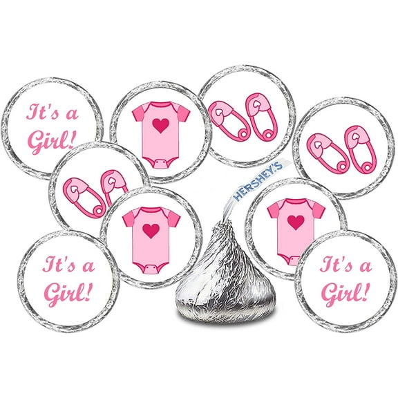 324 Pink Onesie, Pin, Its a Girl Baby Shower Favors Stickers For Baby Shower Or Baby Sprinkle Party, Baby Shower Kisses Stickers, Baby Shower Pink Decorations, Baby Shower Labels, Candy Not Included