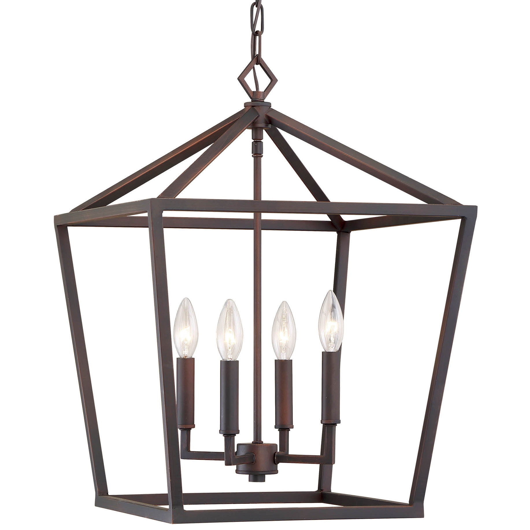 Contemporary Rubbed Bronze 4-Light Pendant - 24"x16"