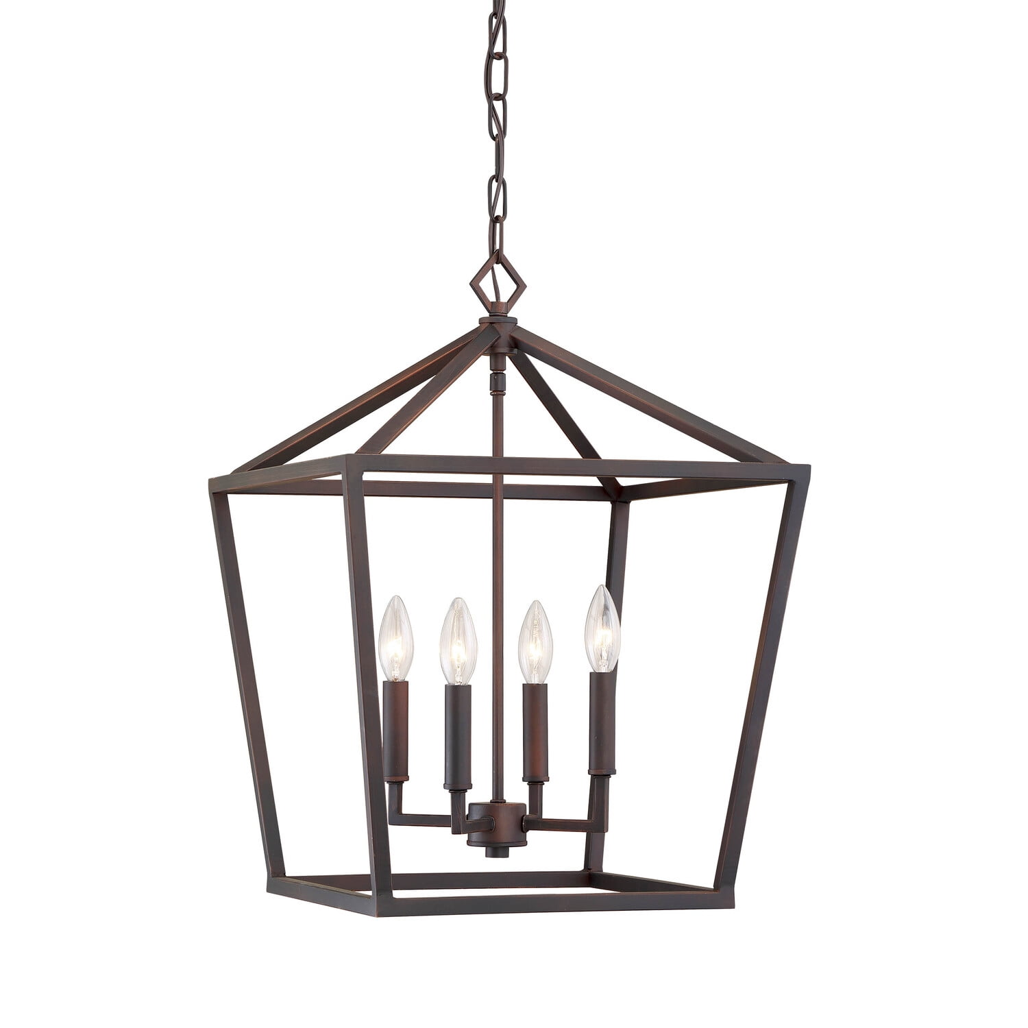 Contemporary Rubbed Bronze 4-Light Pendant - 24"x16"