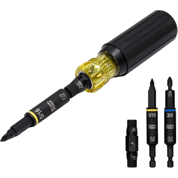 32500HD Multi-Bit Screwdriver/Nut Driver, Impact Rated 11-in-1 Tool with Phillips, Slotted, Square and Torx Tips