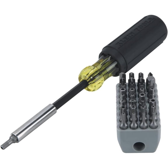 32510 Magnetic Multibit Screwdriver with Sturdy Torx, Hex, Spanner, Tri-Wing, Torq and Nut Tamperproof Bits and Storage Block