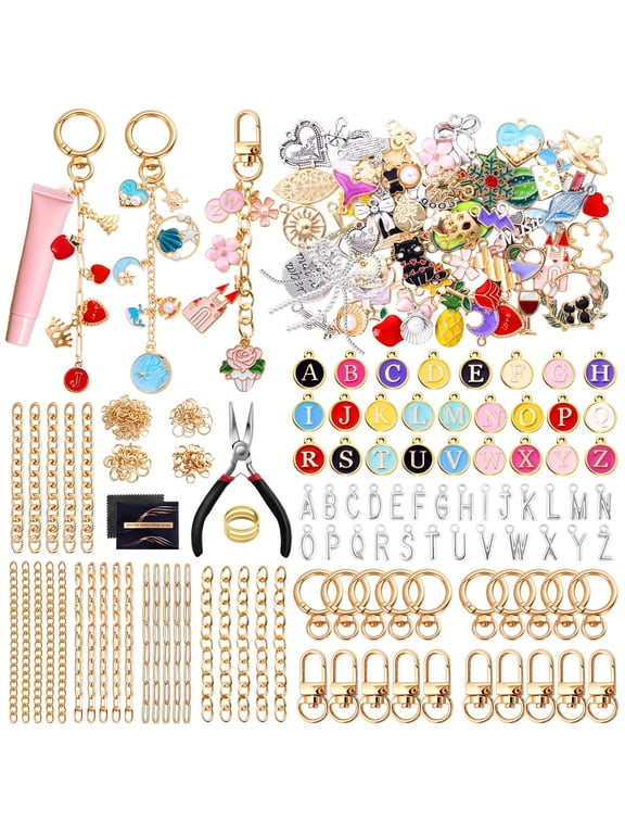 325Pcs Keychain Making Kit with Charms, Chains, Jump Rings & Tools DIY Keychain Kit for Jewelry Making, Bag Charms, Crafts & Personalized Gifts