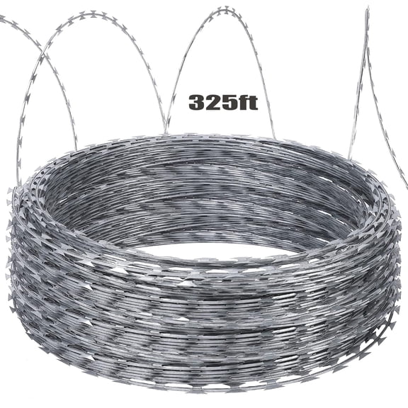 325ft Single Spiral Razor Barbed Wire,Outdoor Garden Yard Wall Security Fence ,Galvanized Anti -Theft Metal Fencing Net.