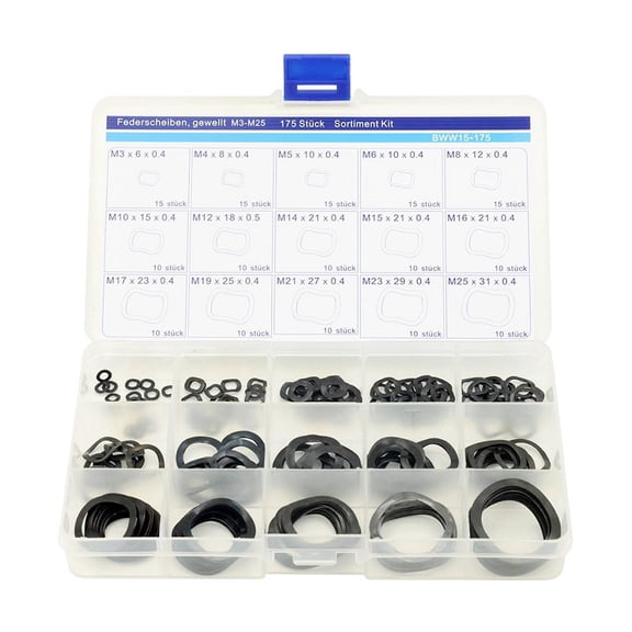 325mm Wave Spring Washers Assortment Kit 65Mn Manganese Spring Gasket Elastic Washers Assortment Kit
