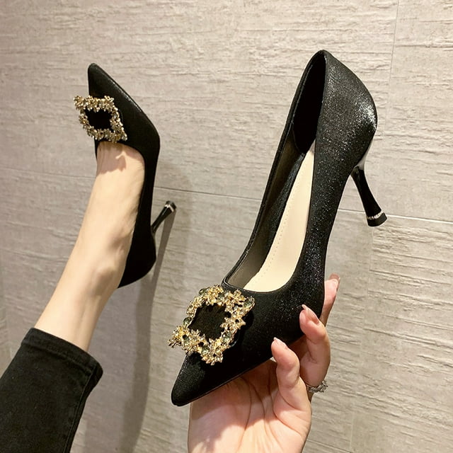 HHH 32685 High Heels 2024 New French Style Girl Mid Heel Pointed
