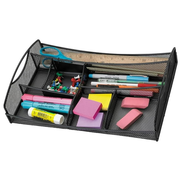 3262BL Onyx Mesh Desktop Organizer with Drawer, Black