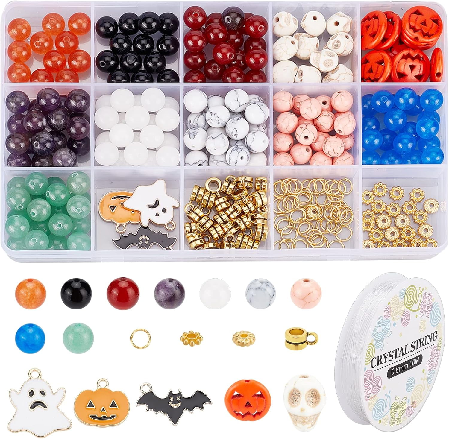 327Pcs Natural Stone Beads Mixed Round Stone Beads Spacer Loose Stone Beads for DIY Earring Bracelet Necklace Making DIY