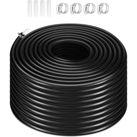 328.1 Ft 3/8 Inch Heavy Duty Self Sinking Aeration Hose Kit, Tear Resistance Weighted Air Line Tubing, Non-Clogging Interior, Contractor Grade Aerator Hose for Pond, Fountain, Irrigation(Black)