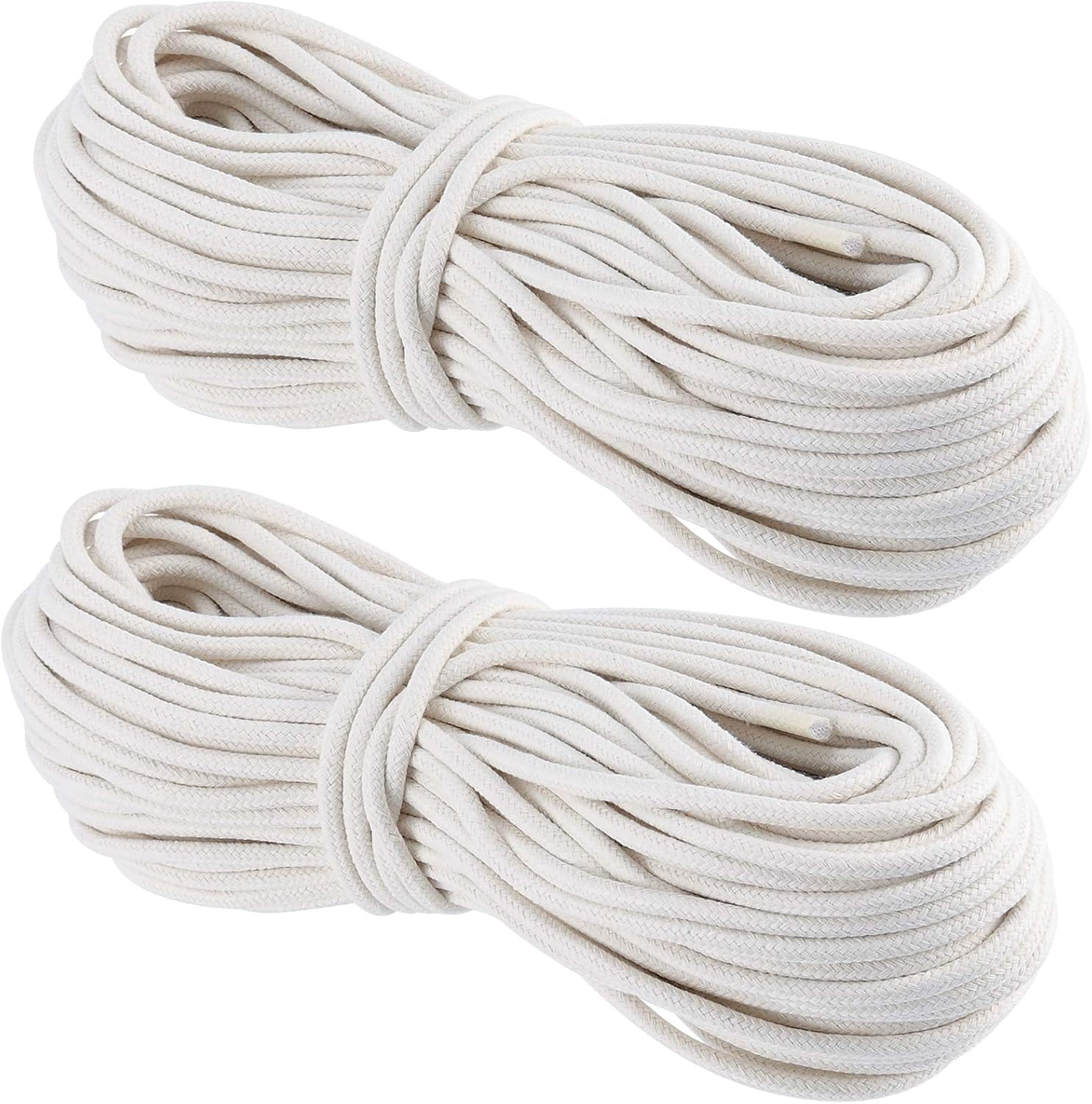328 FT Natural Cotton Rope, 1/4 Inch Cord White Clothesline Heavy Duty ...