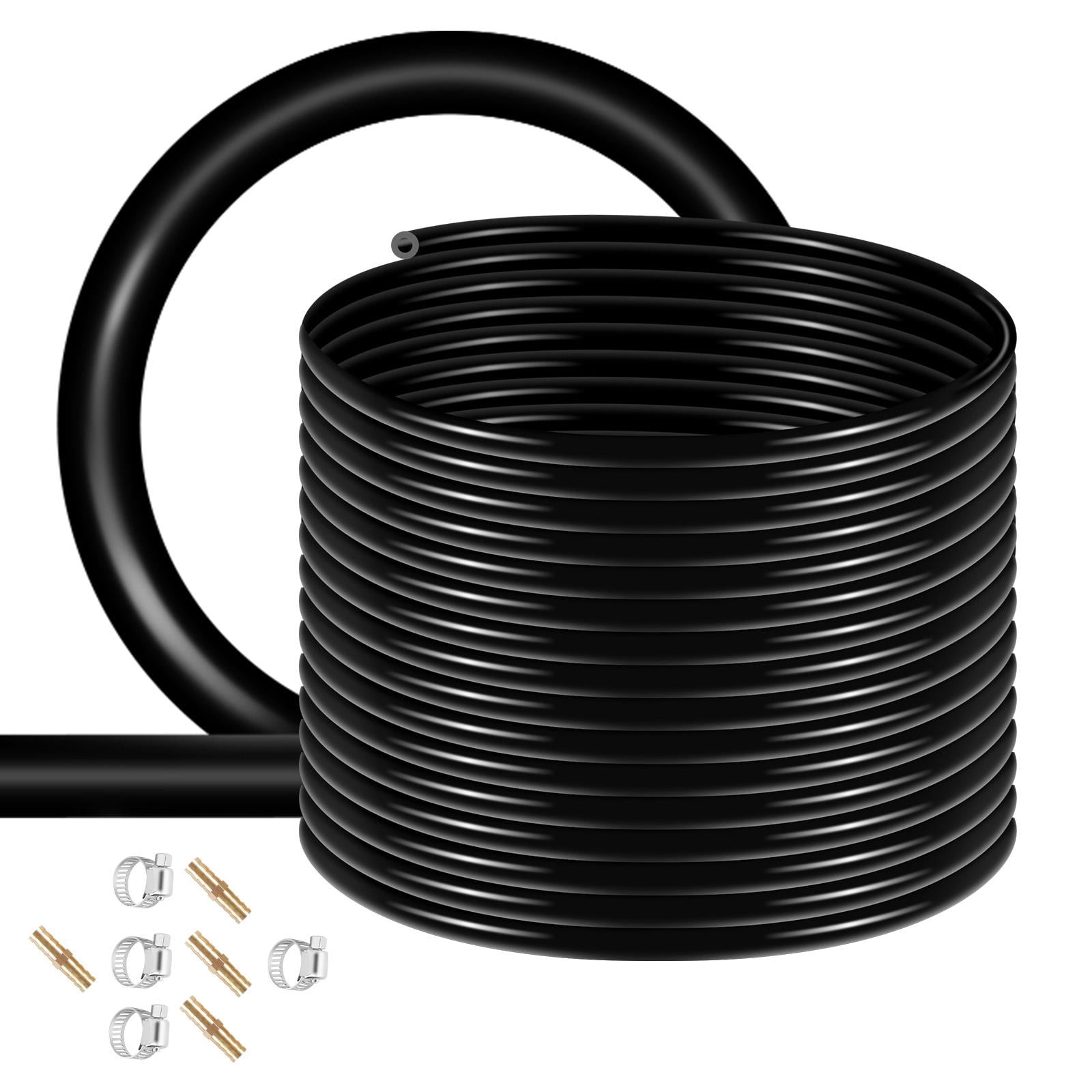 328 FT Self Sinking Pond Air Hose, Weighted PVC Tubing 3/8" ID, 45 lbs, -120°F to 175°F, with Brass Fittings for Aeration