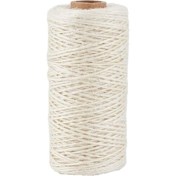 328 Feet/100M 1mm Hemp Cord Thin Twine String White Jute Rope Craft Beading Cord for Jewelry Making Braiding Gift Wrapping Art Decoration Gardening Climbing Plant Packing Bundling DIY Crafts