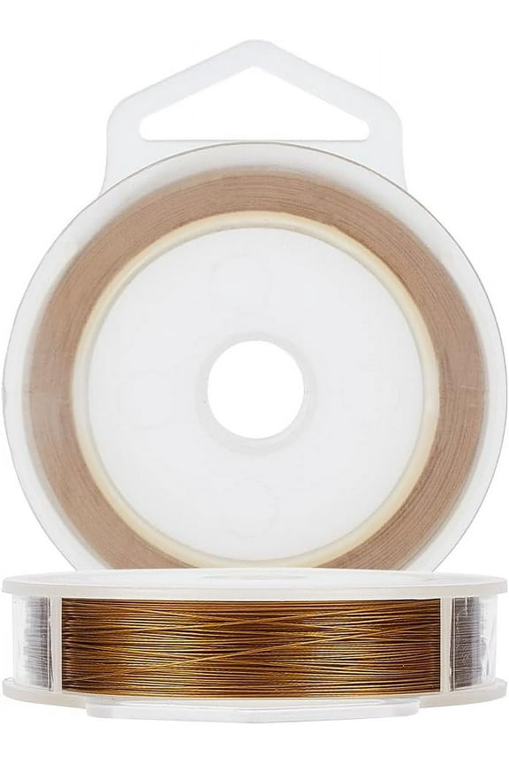 328 Feet 30 Gauge 7 Strand Nylon Coated 304 Stainless Steel Wire Tiger Tail Wire Bead String Wire for Necklace Bracelet Beading Jewelry Making Gold DIY