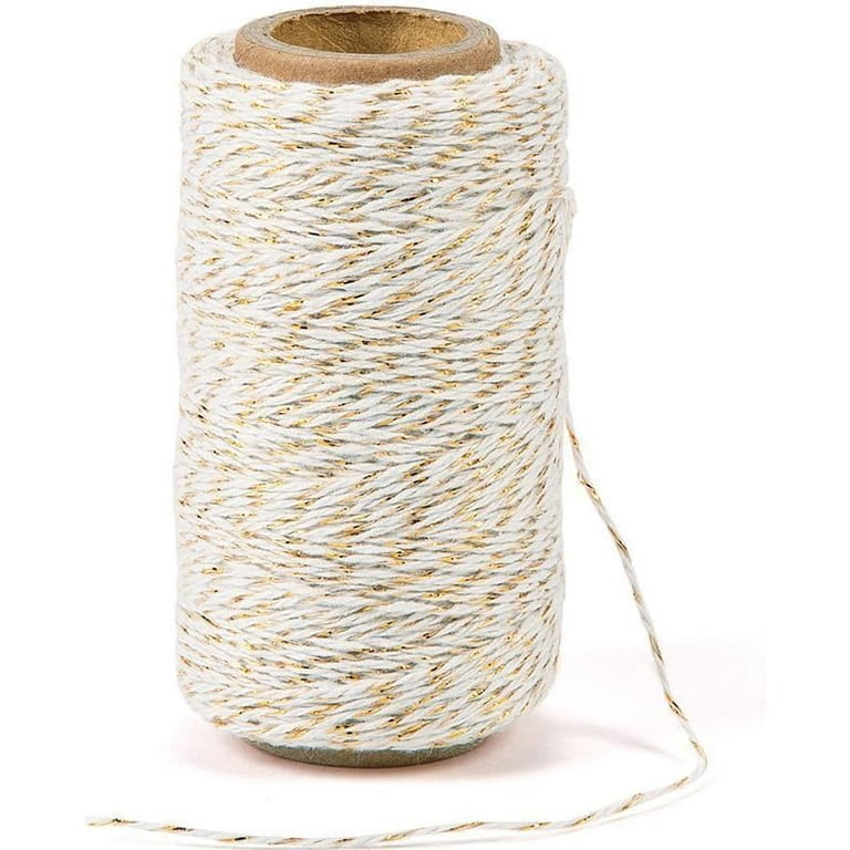 KINGLAKE 328 Feet Cotton Bakers Twine String,Gold Twine String,Gift Wrapping Holiday Twine Wedding Twine Cotton Cord Rope Gold Metallic, Women's, Size: One