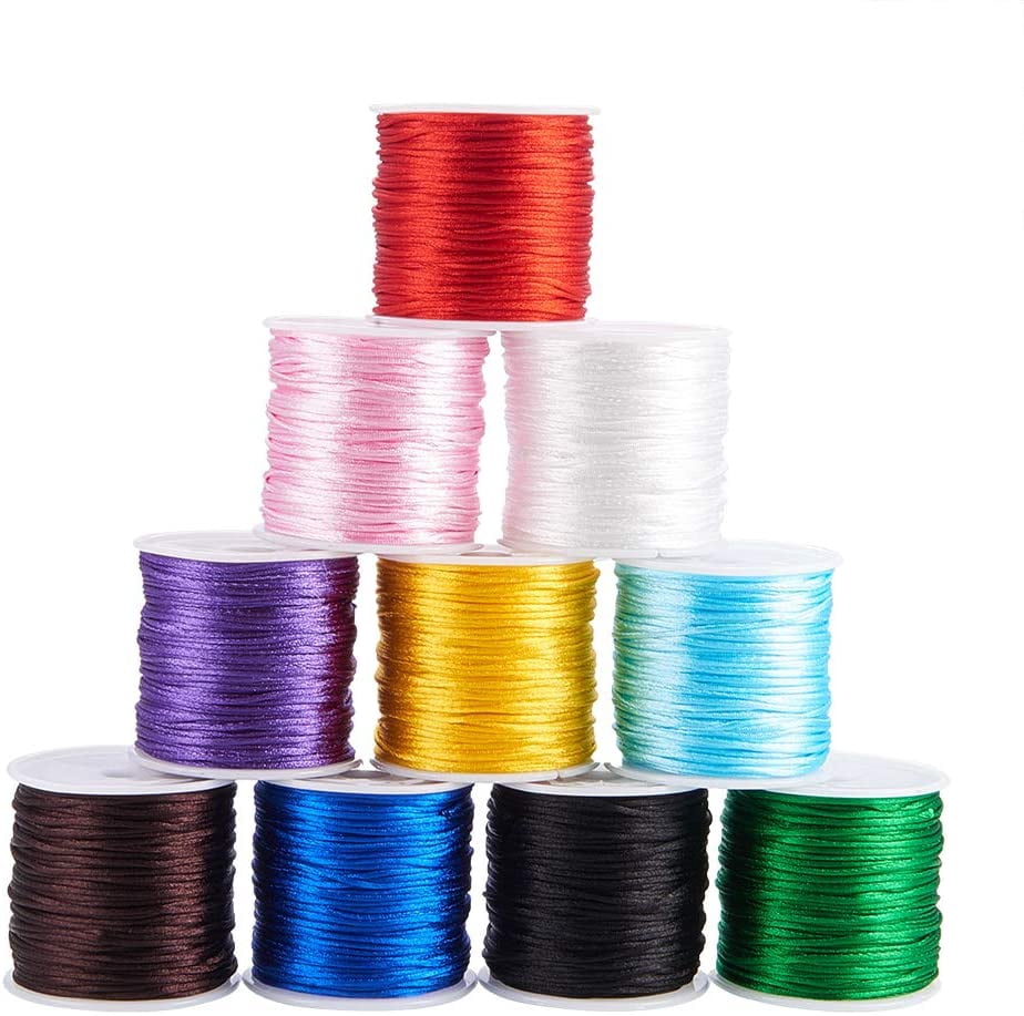 328 Yards 1mm Satin Nylon String Rattail Cord Satin Silk Cord Beading ...