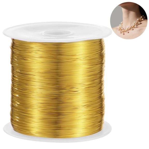 328 ft Craft Wire, Bead Wire for Jewelry Making, Gold-Plated Thin Copper Wire, Soft Metal Wire, Ideal for Weaving, DIY Craft, Elegant Gold Finish