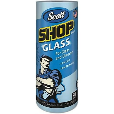32896 Shop Towels, Glass, 1-Ply, 8.6-Inch x 11-Inch, Blue, 90 Sheets/Roll, 12 Rolls/Carton