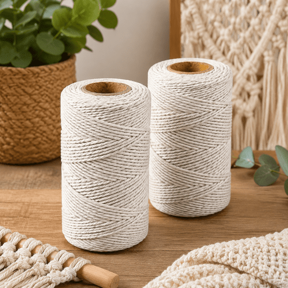 328Ft 2MM Natural Cotton Twine String for Kitchen & Crafts
