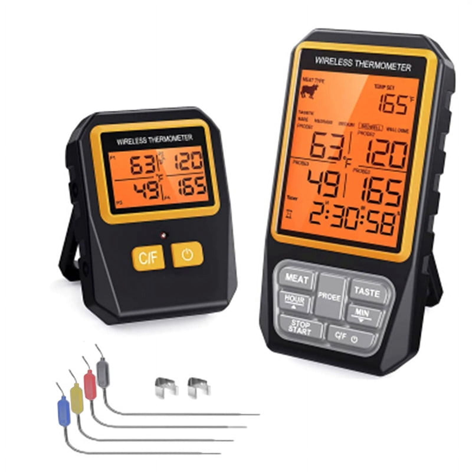 328Ft Wireless Meat Thermometer for Grilling Smoker BBQ Oven Digital Food Kitchen Thermometer with 4 Probes Alarm