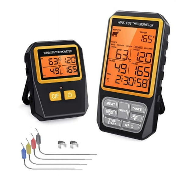 328Ft Wireless Meat Thermometer for Grilling Smoker BBQ Oven Digital Food Kitchen Thermometer with 4 Probes Alarm
