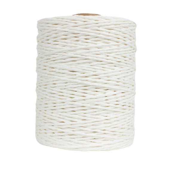 328Yd Raffia Paper Yarn Roll Twine Cord String for Gift Wrapping Florist Crafting Box Packing Weaving Knitting White