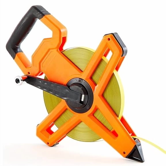328ft/100m Open Reel Long Tape Measure, 1/2" Nylon-Coated Steel Blade, Dual Inch/Metric Scales, ABS Impact-Resistant Case for Construction, Surveying$$Tools