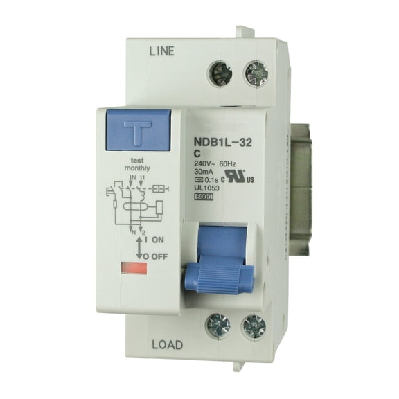 32A, 120V AC, , 1 Pole + Neutral Pole, DIN Rail Mount Miniature Circuit Breaker, Trip Curve: C, UL1053 Recognized