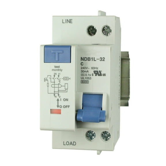 32A, 240V AC, , 1 Pole + Neutral Pole, DIN Rail Mount Miniature Circuit Breaker, Trip Curve: C, UL1053 Recognized