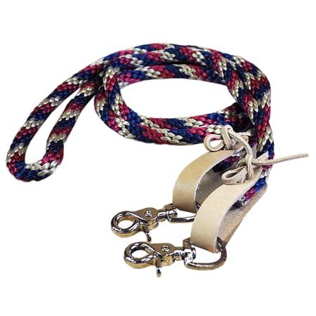 r33 hilason western horse tack three tone poly rope rein w/ nickel plated snaps