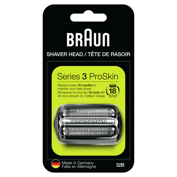 32B Razor Hear Compatible with Braun Series 3 Razors, with 320, 330, 340, 350CC Series Electric, Black,1 Pack
