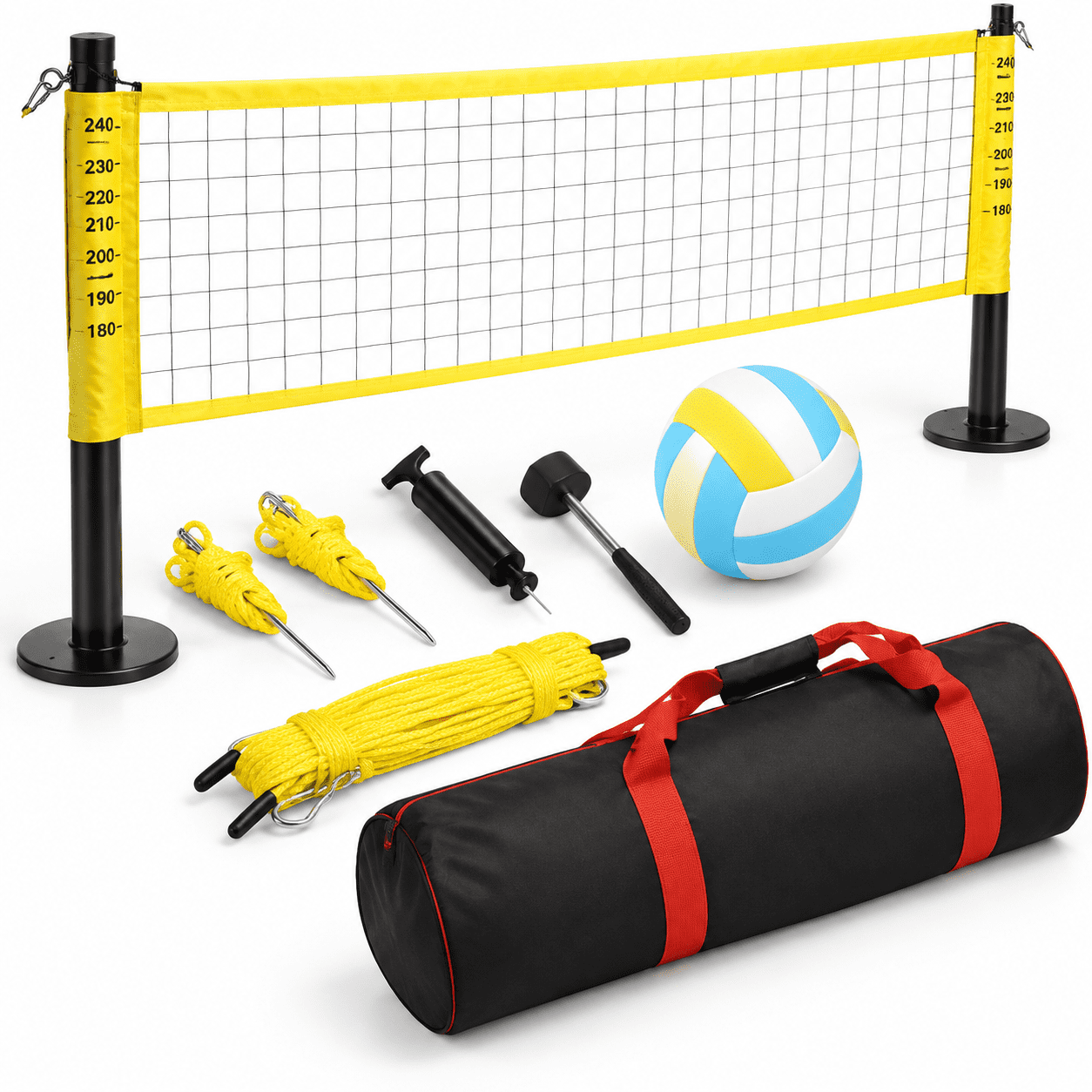 32FT Fluorescent Green Portable Adjustable Outdoor Volleyball Net ...