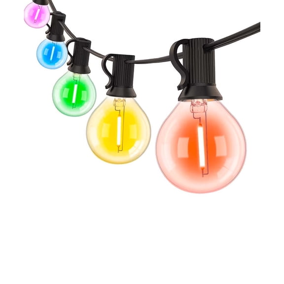 32FT G40 LED String Lights, Multicolor, E12 Base, Connectable, Water-Resistant, for Outdoor Decorative Lighting