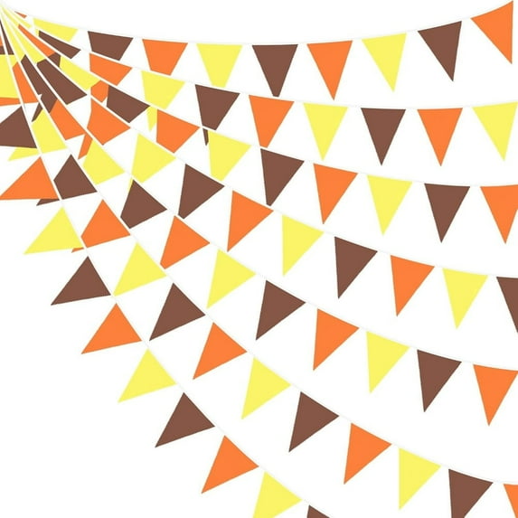 32Ft Vintage Charm Fall Party Decor Retro Fabric Triangle Banner Garland