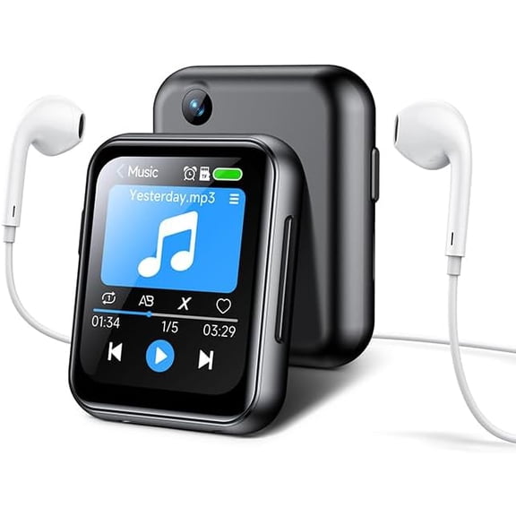 32G MP3 Player with Bluetoooth - High Fidelity Sound Music Player Full Touch Screen with Built-in Speaker FM Radio Recorder Supports FHD Camera, Multiple Musci Formats, Earphones Included